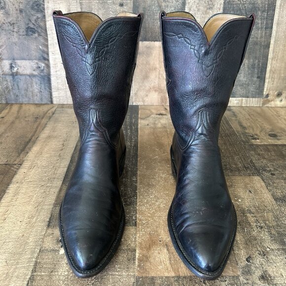 Lucchese Classics Handmade L350029 Black Cherry Roper Cowboy Boots Mens 10.5 D - Picture 6 of 12